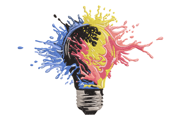 Charming Colorful Light Bulb Embroidery Design