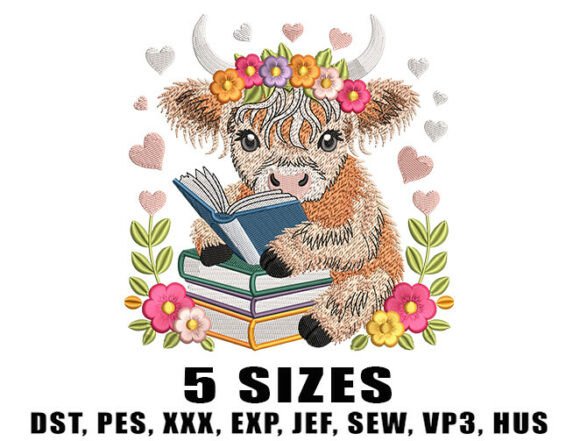 Floral Books Cow Embroidery Design Review