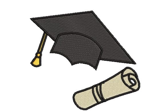 Graduation Cap and Diploma: A Classic Embroidery Design