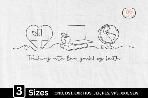 Line Art Heart Cross Christian Teacher Review